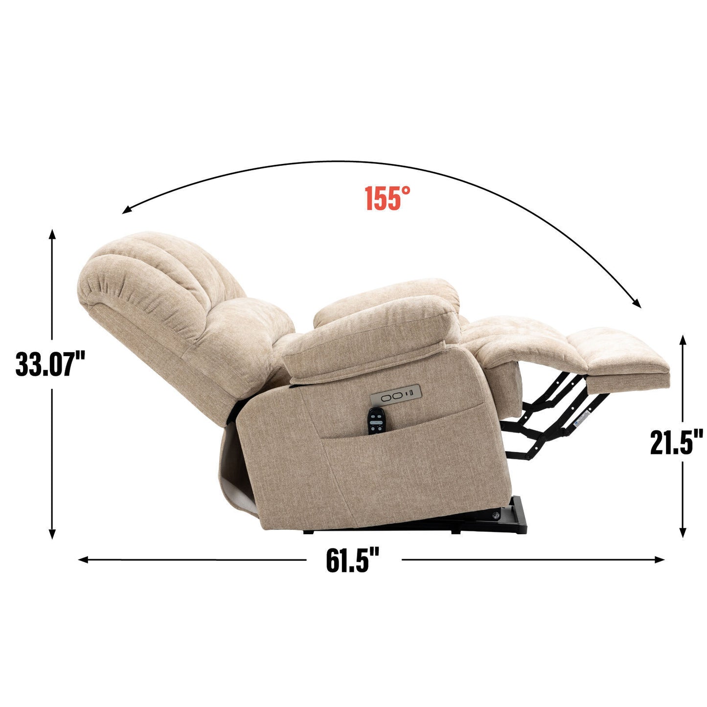 Power Lift Recliner with 8-Point Vibration Massage and Heating, USB & Type-C Ports, Chenille Beige
