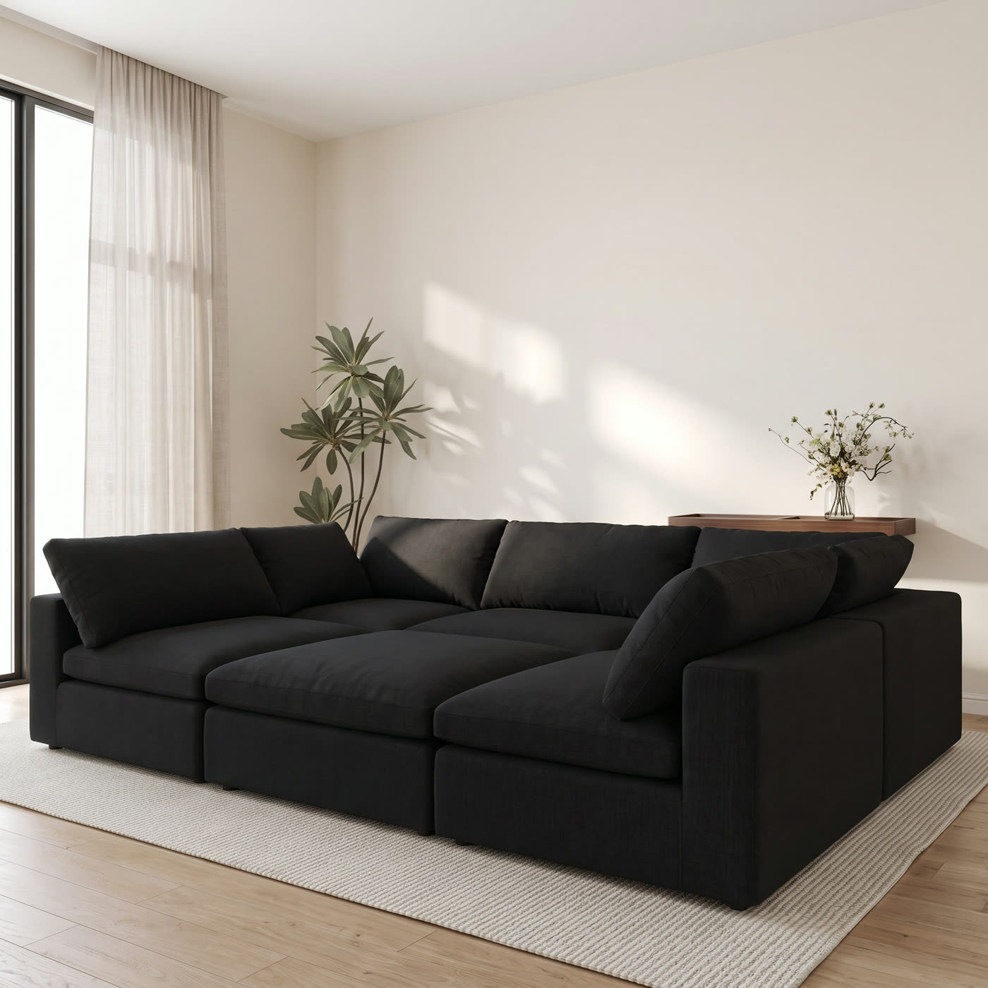 Black — ERA Signature 6 Piece Pit Cloud Modular in bright living room