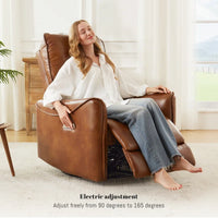 Hjalti Swivel and Rocker Power Recliner Chair with USB Port Breathable PU Leather