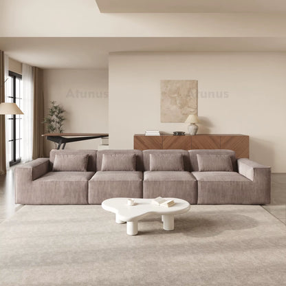 ATUNUS US in Stock Drop Shipping Vacuum Compress Modern L U Shape Brown Modular Sectional Sofa Corduroy Living Room Couch Set