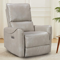 Modern Faux Leather Recliner (Swivel + Rocker + USB Charging)