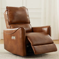 Hjalti Swivel and Rocker Power Recliner Chair with USB Port Breathable PU Leather