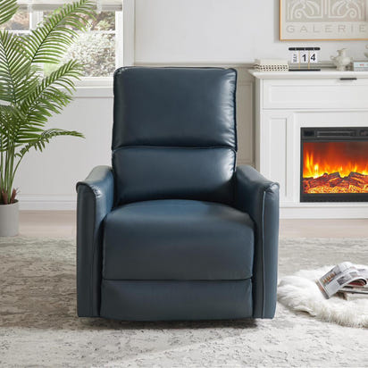 Modern Faux Leather Recliner (Swivel + Rocker + USB Charging)