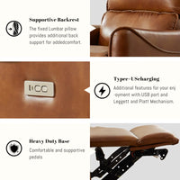 Hjalti Swivel and Rocker Power Recliner Chair with USB Port Breathable PU Leather