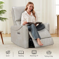 Modern Faux Leather Recliner (Swivel + Rocker + USB Charging)