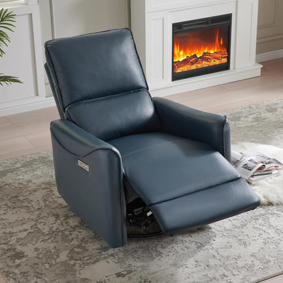 Modern Faux Leather Recliner (Swivel + Rocker + USB Charging)