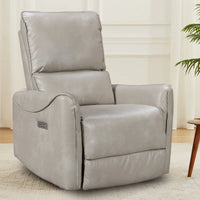 Hjalti Swivel and Rocker Power Recliner Chair with USB Port Breathable PU Leather