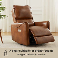 Hjalti Swivel and Rocker Power Recliner Chair with USB Port Breathable PU Leather