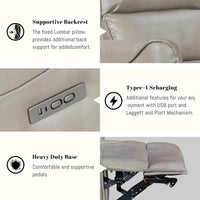 Modern Faux Leather Recliner (Swivel + Rocker + USB Charging)