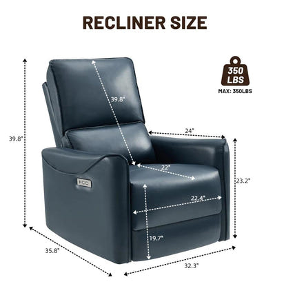 Modern Faux Leather Recliner (Swivel + Rocker + USB Charging)