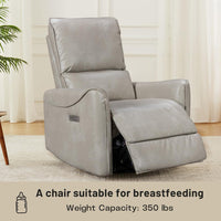 Modern Faux Leather Recliner (Swivel + Rocker + USB Charging)