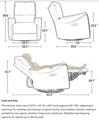 Modern Faux Leather Recliner (Swivel + Rocker + USB Charging)