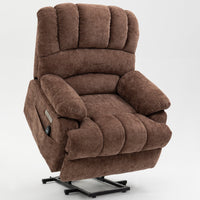 Power Lift Recliner with Heating and Massage, USB and Type-C Ports, Chenille Brown