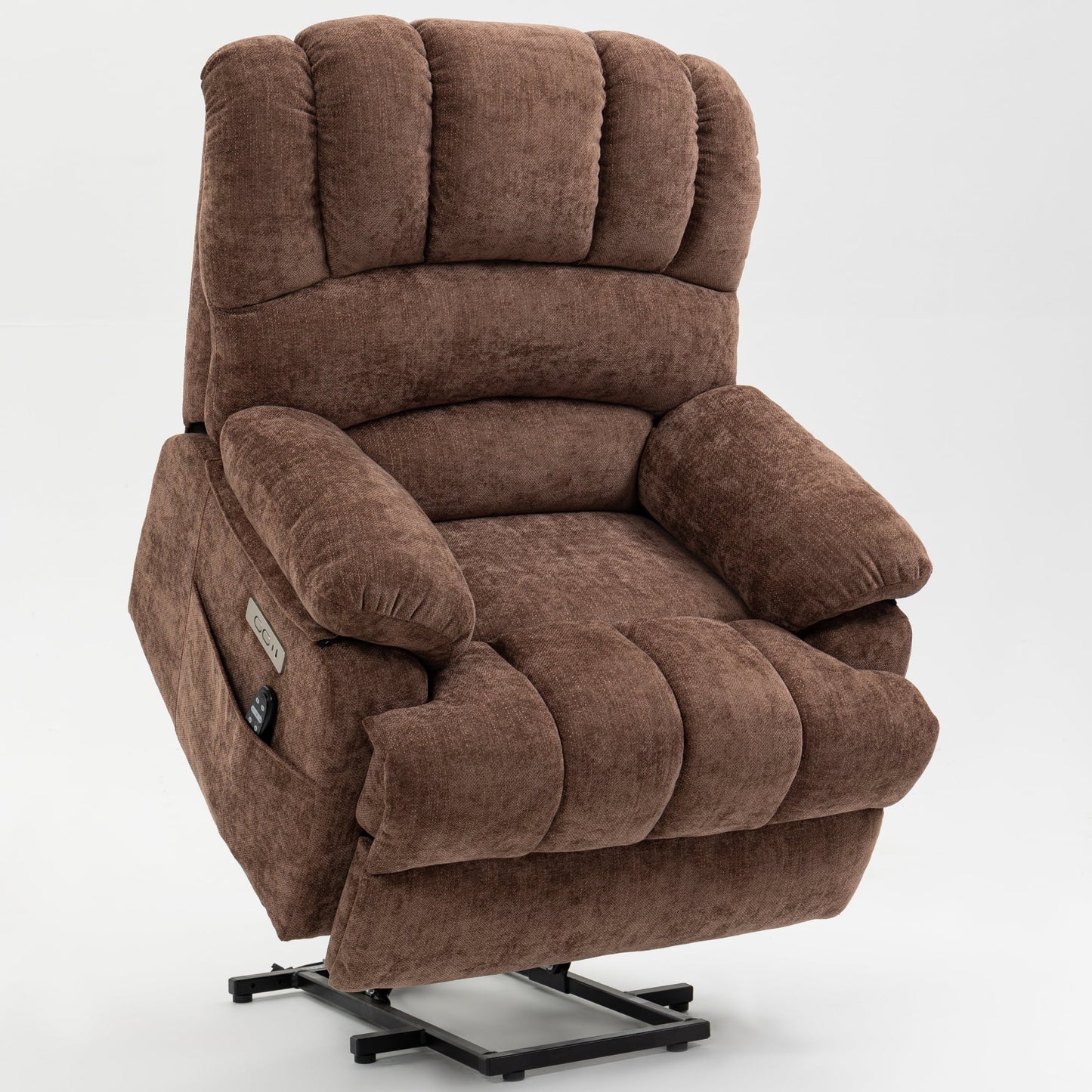 Power Lift Recliner with Heating and Massage, USB and Type-C Ports, Chenille Brown