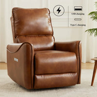 Hjalti Swivel and Rocker Power Recliner Chair with USB Port Breathable PU Leather