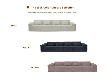ATUNUS US in Stock Drop Shipping Vacuum Compress Modern L U Shape Brown Modular Sectional Sofa Corduroy Living Room Couch Set