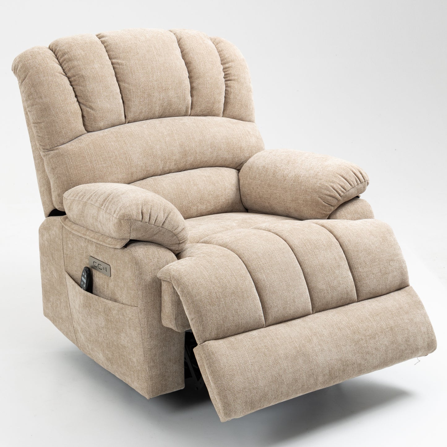 Power Lift Recliner with Massage and Heating, USB & Type-C Ports, Chenille Beige