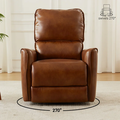 Hjalti Swivel and Rocker Power Recliner Chair with USB Port Breathable PU Leather