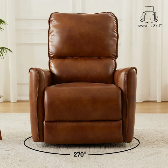 Hjalti Swivel and Rocker Power Recliner Chair with USB Port Breathable PU Leather