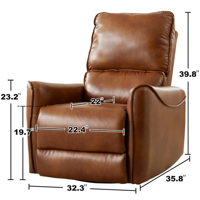 Hjalti Swivel and Rocker Power Recliner Chair with USB Port Breathable PU Leather