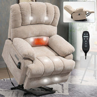 Power Lift Recliner with 8-Point Vibration Massage and Heating, USB & Type-C Ports, Chenille Beige